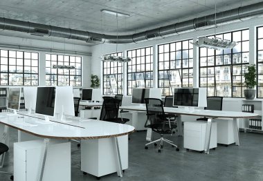 modern minimalist Ofis iç tasarım 3d render