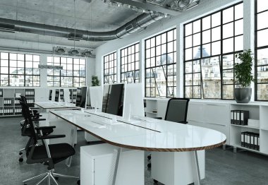 modern minimalist Ofis iç tasarım 3d render