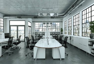 modern minimalist Ofis iç tasarım 3d render