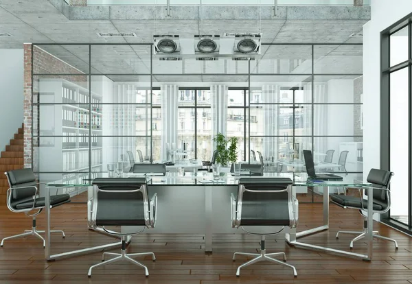 Moderne Inneneinrichtung der Konferenzräume. 3D-Darstellung — Stockfoto