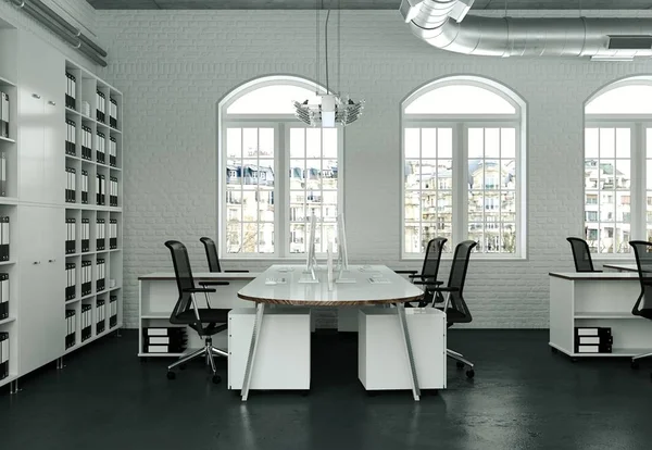 Modern minimalist Ofis iç tasarım 3d render — Stok fotoğraf