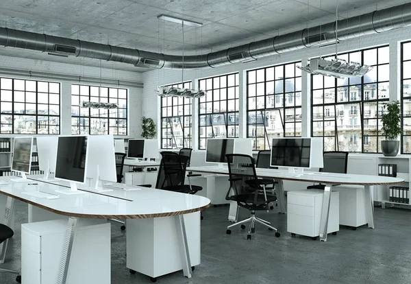 Arredamento ufficio moderno minimalista Design rendering 3d — Foto Stock