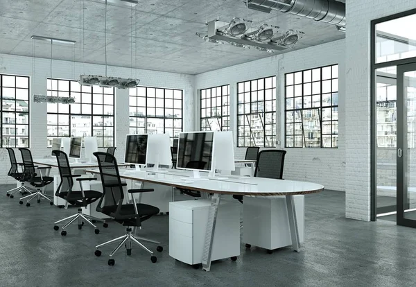 Moderno minimalista oficina interior diseño 3d renderizado — Foto de Stock