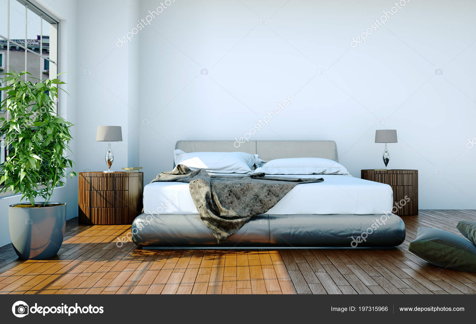Modern Bedroom With King Size Bed And Decor Stock Photo By Virtua73 197315966 Modern Bedroom With King Size Bed And, How To Decorate A King Size Bed