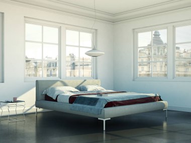 Kral yatak ve modern dekor ile modern yatak odası