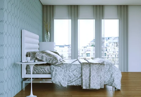 Chambre moderne avec lit king-size et décor moderne — Photo