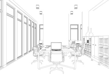 İç tasarım büyük Office kişilik masaları özel çizim