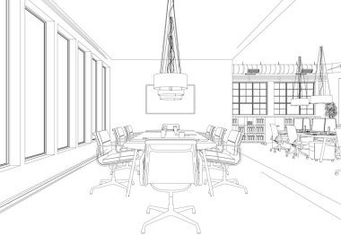 İç tasarım büyük Office kişilik masaları özel çizim