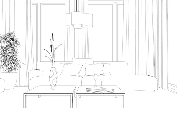 Προσαρμοσμένη σχεδίαση διακόσμηση σαλόνι — Φωτογραφία Αρχείου