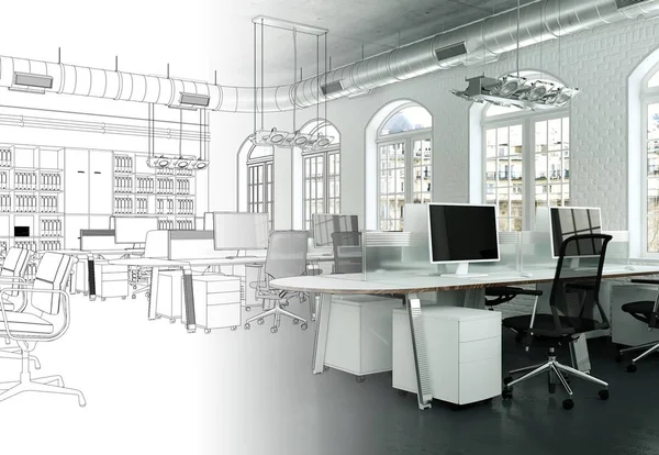 Design de interiores Escritório desenho Gradation em Fotografia — Fotografia de Stock