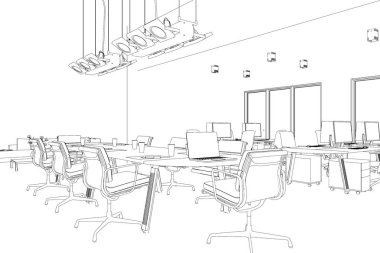 İç tasarım büyük Office kişilik masaları özel çizim
