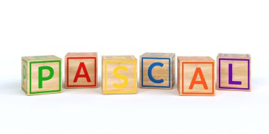 İzole ahşap oyuncak küpleri ile yazılmış adı pascal