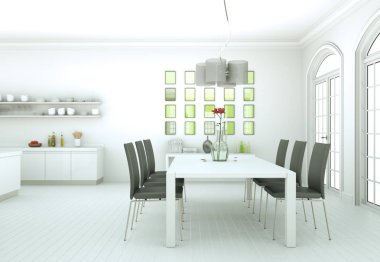 Yemek odası iç tasarım modern daire içinde