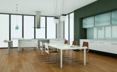 çatı katında Gri duvarlar ile modern mutfak