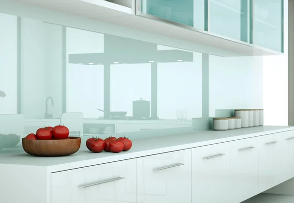 Cuisine moderne blanche dans une maison avec un beau design — Photo