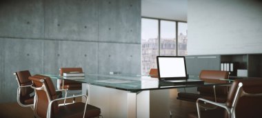 Modern konferans odası iç tasarım. 3D render