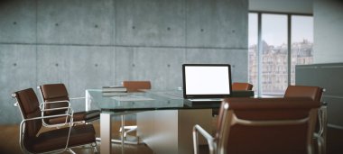 Modern konferans odası iç tasarım. 3D render