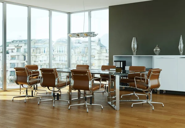 현대 컨퍼런스 룸 인테리어 디자인입니다. 3 차원 렌더링 — 스톡 사진
