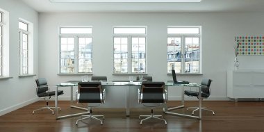 Modern konferans odası iç tasarım. 3D render