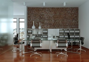 Modern konferans odası iç tasarım. 3D render