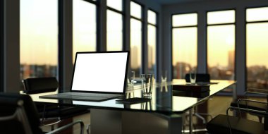 Modern konferans odası iç tasarım. 3D render