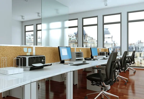 Moderno grande ufficio interior design rendering 3d — Foto Stock
