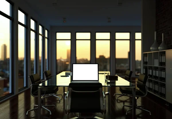 Moderno diseño de interiores de sala de conferencias. renderizado 3d — Foto de Stock