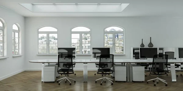 Modern minimalist Ofis iç tasarım 3d render — Stok fotoğraf