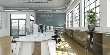 modern minimalist Ofis iç tasarım 3d render