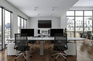 Modern büyük ofis iç tasarım 3d render