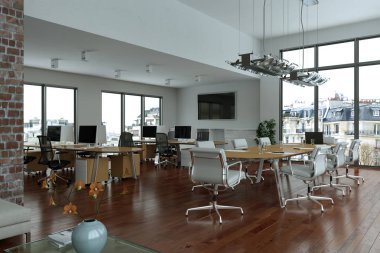 modern minimalist Ofis iç tasarım 3d render