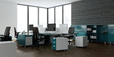 modern minimalist Ofis iç tasarım 3d render