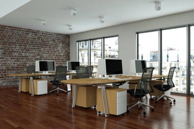 modern minimalist Ofis iç tasarım 3d render