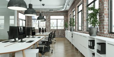 modern minimalist Ofis iç tasarım 3d render