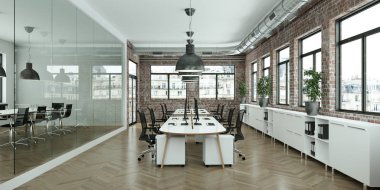 modern minimalist Ofis iç tasarım 3d render