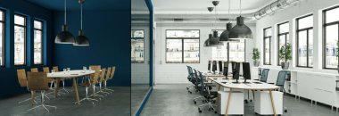 modern minimalist Ofis iç tasarım 3d render