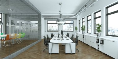 modern minimalist Ofis iç tasarım 3d render