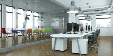 modern minimalist Ofis iç tasarım 3d render