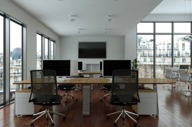 modern minimalist Ofis iç tasarım 3d render