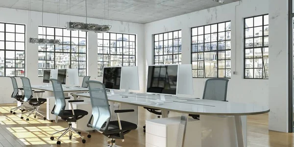 Arredamento ufficio moderno minimalista Design rendering 3d — Foto Stock