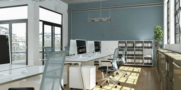 Moderne minimaliste bureau intérieur Design 3d rendu — Photo