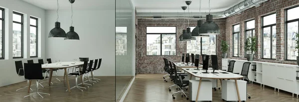 Современный минималистичный интерьер офиса Дизайн 3D рендеринг — стоковое фото