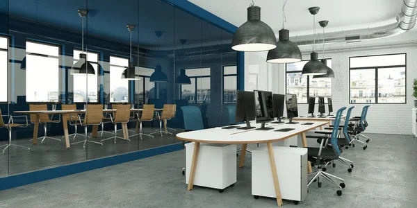 modern minimalist Ofis iç tasarım 3d render