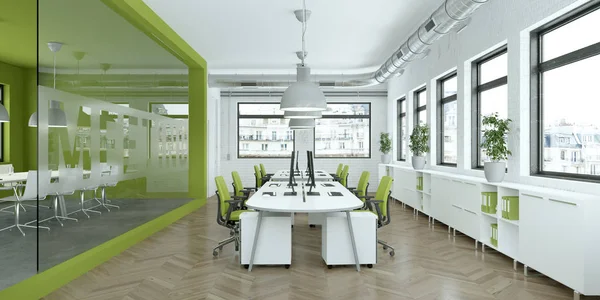 现代简约办公室内设计3d 渲染 — 图库照片