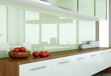 Çatı katında güzel bir tasarım ile modern mutfak