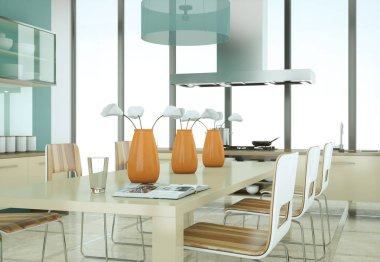 Çatı katında güzel bir tasarım ile modern bej mutfak