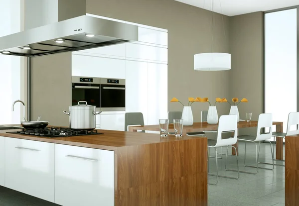 Modernt kök i loft med en vacker design — Stockfoto