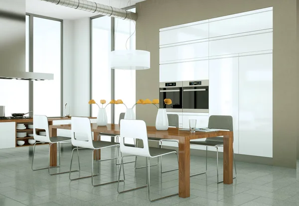 Cucina moderna in soppalco con un bel design — Foto Stock
