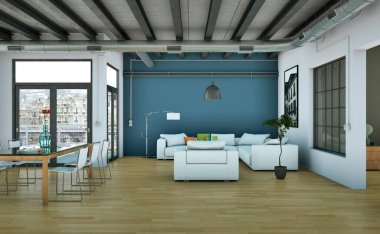 Modern minimalist oturma odası iç kanepe ile çatı tasarım tarzında