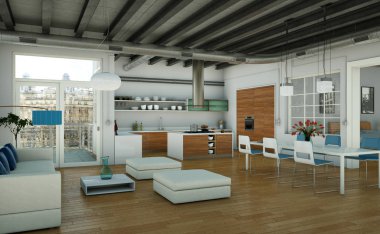 Modern minimalist oturma odası iç kanepe ile çatı tasarım tarzında